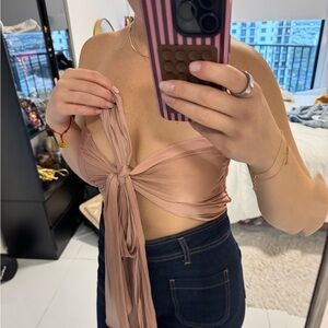 Elegant Pink Tie-Front Top